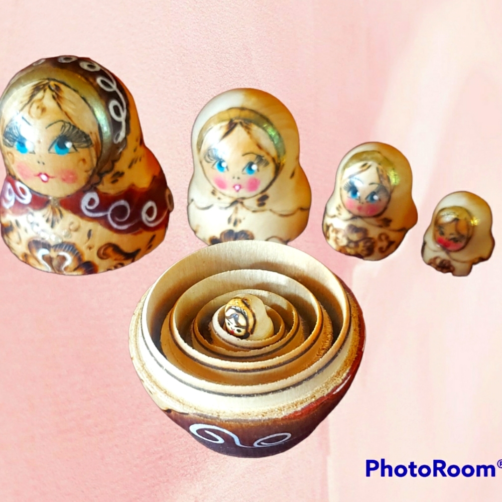 Vintage Authentic Russian Matryoshka Nesting Dolls
